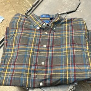 Vintage 80s Towncraft Shirt Men XL Gray Colorful Plaid Button Up Lightweight